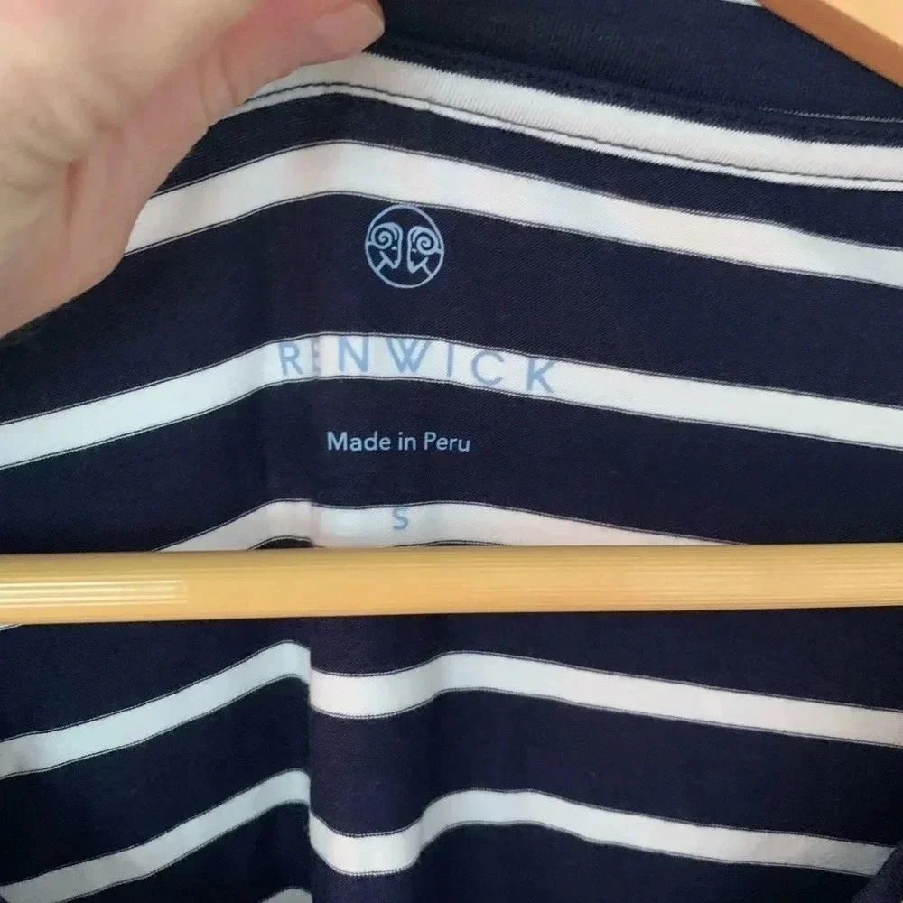 NWT Renwick Golf Navy White Striped Long Sleeve Top Women’s Size Small - Picture 3 of 6